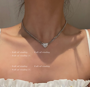 韩国ins轻奢小众设计锁骨bm高级感百搭一颗爱心水钻锆石项链颈链