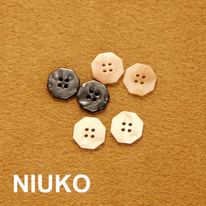 NIUKO 六边形四眼树脂塑料钮扣子衬衫针织纽扣高级珠光扣平面扣子
