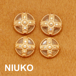 NIUKO 精致金属包透明树脂高档纽扣大衣外套西服装金色钮扣辅料扣