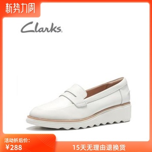 Clarks其乐女鞋休闲乐福鞋坡跟中口小白鞋女单鞋 Shar
