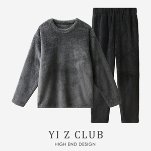 Yi Z CLUB 亲肤保暖法兰绒面家居服睡衣2件套秋冬男女情侣装0.72