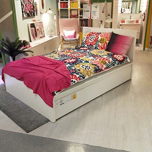 IKEA宜家马尔姆高架床床架单人床欧式木床带2个储物抽屉床鲁瑞床