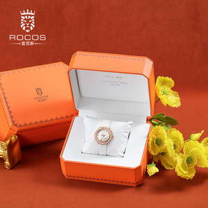 雷克斯ROCOS品牌女士R0230小天鹅简约时尚皮带手表满钻罗拉表同款