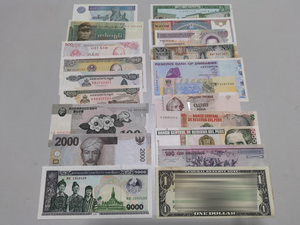 【全新微黄】保真20张不同外国钱币含亚洲欧洲非洲美洲等国家钱币