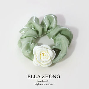 浪漫白玫瑰发绳气质花朵头绳发饰甜美超仙法式大肠圈发圈薄荷绿色