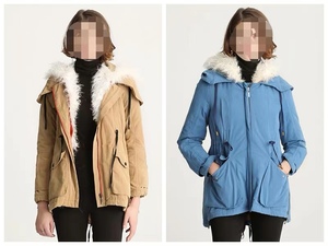 玛家连帽棉袄和羊毛领夹袄2件套派克服外套女装2024春秋冬BSG