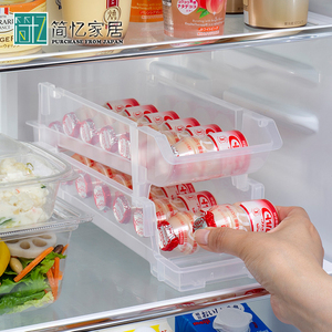 日本进口冰箱饮料收纳盒乳酸菌双层抽屉式滚动整理盒养乐多置物架