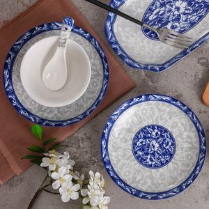 4件包邮陶瓷餐具DIY创意青花瓷碗盘勺筷家用汤碗面碗鱼盘子