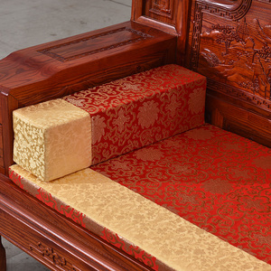 定做中式仿古典红木家具沙发床靠枕垫方枕抱枕扶手枕腰枕绸缎海绵