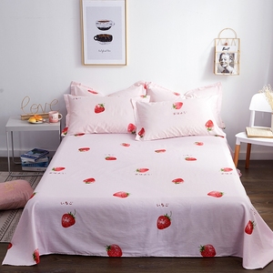 ins网红小草莓少女心全棉床单单件宿舍1.5米1.2m双人纯棉布被单粉