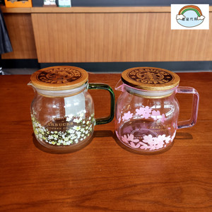 星巴克水杯570ml油菜花玻璃壶耐热大容量咖啡杯带把手桌面杯茶壶