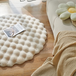 奶油风圆形毛绒地毯单人沙发圆毯子衣帽间卧室客厅衣帽间兔毛垫子