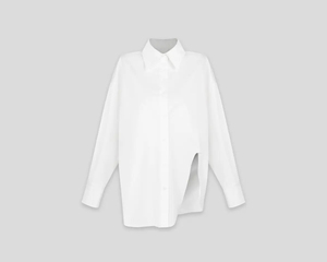 早春季长袖白色不规则开叉衬衫女2024新款宽松上衣设计感小众衬衣