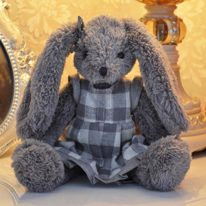 灰色格纹裙兔子艾比Abby 大号毛绒玩具 家居娃娃 生日礼物 女生