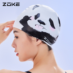 洲克硅胶泳帽熊猫款成人防水护发护耳女士长发不勒头zoke游泳帽子