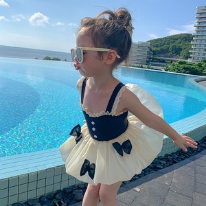 法国fad cardin女童连体甜美裙式泳衣洋气可爱小公主裙装儿童泳衣
