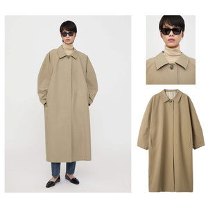 瑞典Toteme2023白百合同款宽松大廓形棉混纺蝙蝠袖风衣大衣女外套