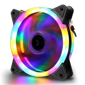 台式主机电脑机箱风扇12cm静音散热极光RGB变色日食双光圈LED水冷