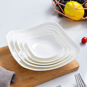 景德镇中式陶瓷盘子菜盘创意白色盘子碟子家用骨瓷餐具八角深汤盘