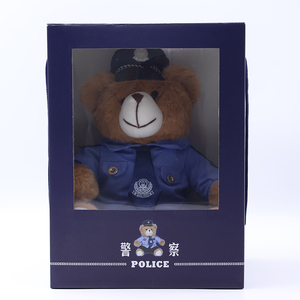 警察小熊礼盒公仔交警小熊礼盒玩偶特警小熊毛绒玩具带精品包装盒
