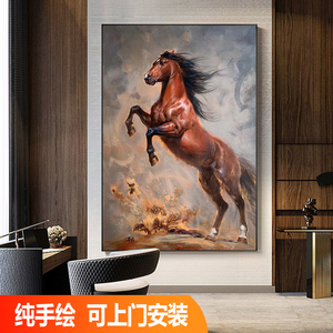 简约轻奢玄关客厅墙面挂画装饰画高端艺术个性大气纯手绘油画马