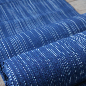 倚山人|手工传统蓝染色织土粗布纯棉布料DIY服装手织布宽45cm左右