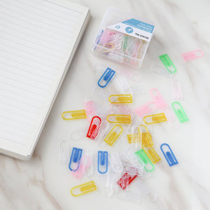 Otaku 韩式创意文具配件 糖果色塑料防锈盒装回形针别针扣针书签