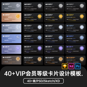 40+套VIP会员用户等级卡片设计模板源文件/psd/sketch/xd_PM0014
