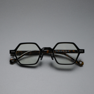 个性潮流时尚装饰眼镜框小众六边形眼镜架复古厚边可配高度近视镜