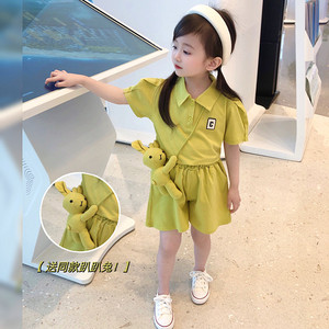 三岁女童装时髦套装洋气2024新款韩国童装短袖休闲网红女宝宝夏装