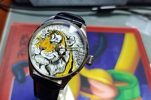 微绘珐琅手表中国工笔画风格十二生肖守护虎王者之风机械自动腕表