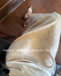 混搭利器!!24春夏小众法式手工钉珠亮片双层网纱Ｈ型直筒半裙长裙