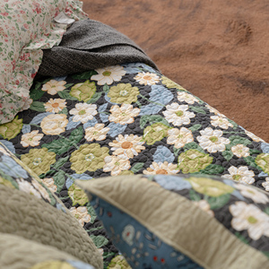 复古繁花 全棉深色田园沙发垫防滑坐垫布艺耐脏法式组合沙发巾罩