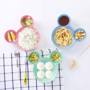 小麦秸秆餐具可爱卡通套装家用儿童吃饭碗宝宝碗防摔塑料创意