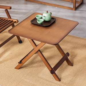 可折叠桌子餐桌家用小户型饭桌户外便携简易方桌收纳正方形楠竹桌