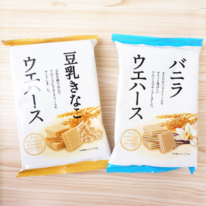 日本进口零食 三浦威化饼干 黑芝麻味 黄豆粉味法式香草 豆乳威化