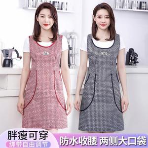 韩版新款时尚背心围裙防水防油厨房家用大口袋无袖可爱洋气工作服