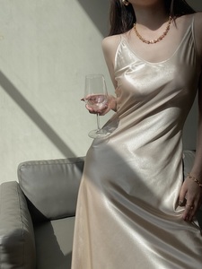 【一件 EJAYNE】 四季香槟吊带长裙丝滑缎面高级单穿百搭