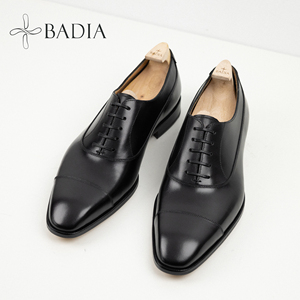Badia新款2023年牛津男鞋圆头系带商务新款英伦皮鞋牛皮黑色婚鞋
