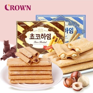 韩国进口crown克丽安可拉奥奶油巧克力榛子夹心瓦夫威化饼干47g
