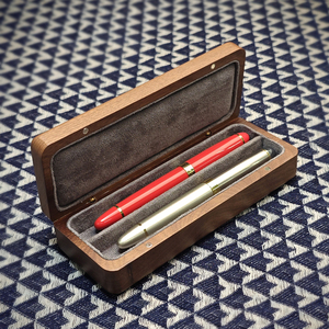 胡桃木钢笔收纳盒2只装实木质文具展示盒收纳包便携简约非皮质