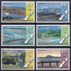 新西兰邮票1997年观光列车6全 火车铁路 桥梁 旅游风光 山脉 海岸
