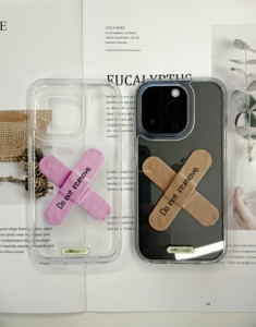 韩国代购 ins风小众品牌 个性设计创可贴绷带透明全包手机壳iPhone15promax s23ultra zflip5