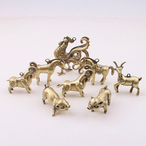 中国风铜饰12十二生肖黄铜钥匙扣挂件吊坠创意儿童礼品汽车男女