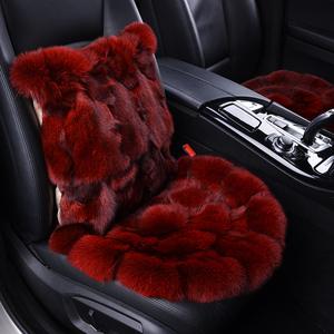 冬季毛绒高档狐狸毛汽车抱枕靠垫网红獭兔真皮毛一体独立内芯通用
