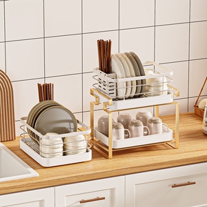 厨房碗盘收纳架台面家用筷子餐具置物架不锈钢晾放碗架沥水碗碟架