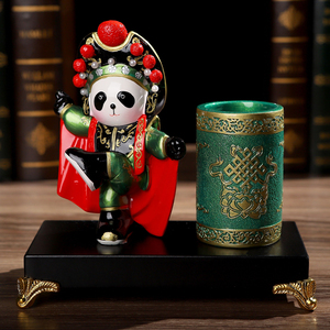 中国风熊猫笔筒出国礼物京剧人物送老外小朋友传统特色学生礼品
