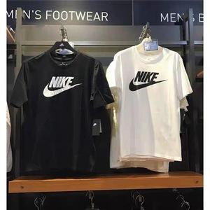 Nike耐克情侣短袖男女夏运动基础款纯棉黑白T恤圆领半袖AR5005