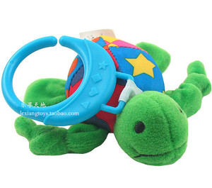 美国单 一眼爱！绿色小海龟婴儿安抚玩偶毛绒玩具带沙铃挂环 可爱