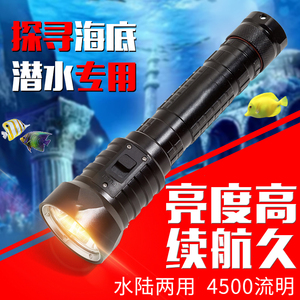 4灯泡L2专业潜水手电筒强光26650充电超亮水下打鱼照明灯防水磁控